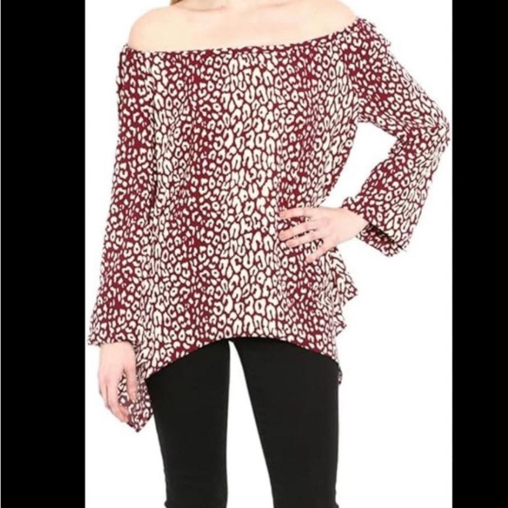 MICHAEL Michael Kors 70s Baby Cat Top Flowy, Elastic, Long Sleeve, Size M